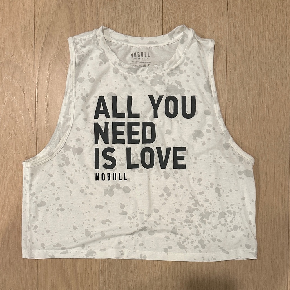 NOBULL White and Gray Splatter Crop Top